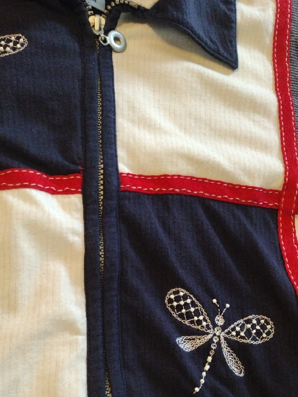 Navy, White & Red Dragonfly Zip-Front Jacket - Picture 6 of 16